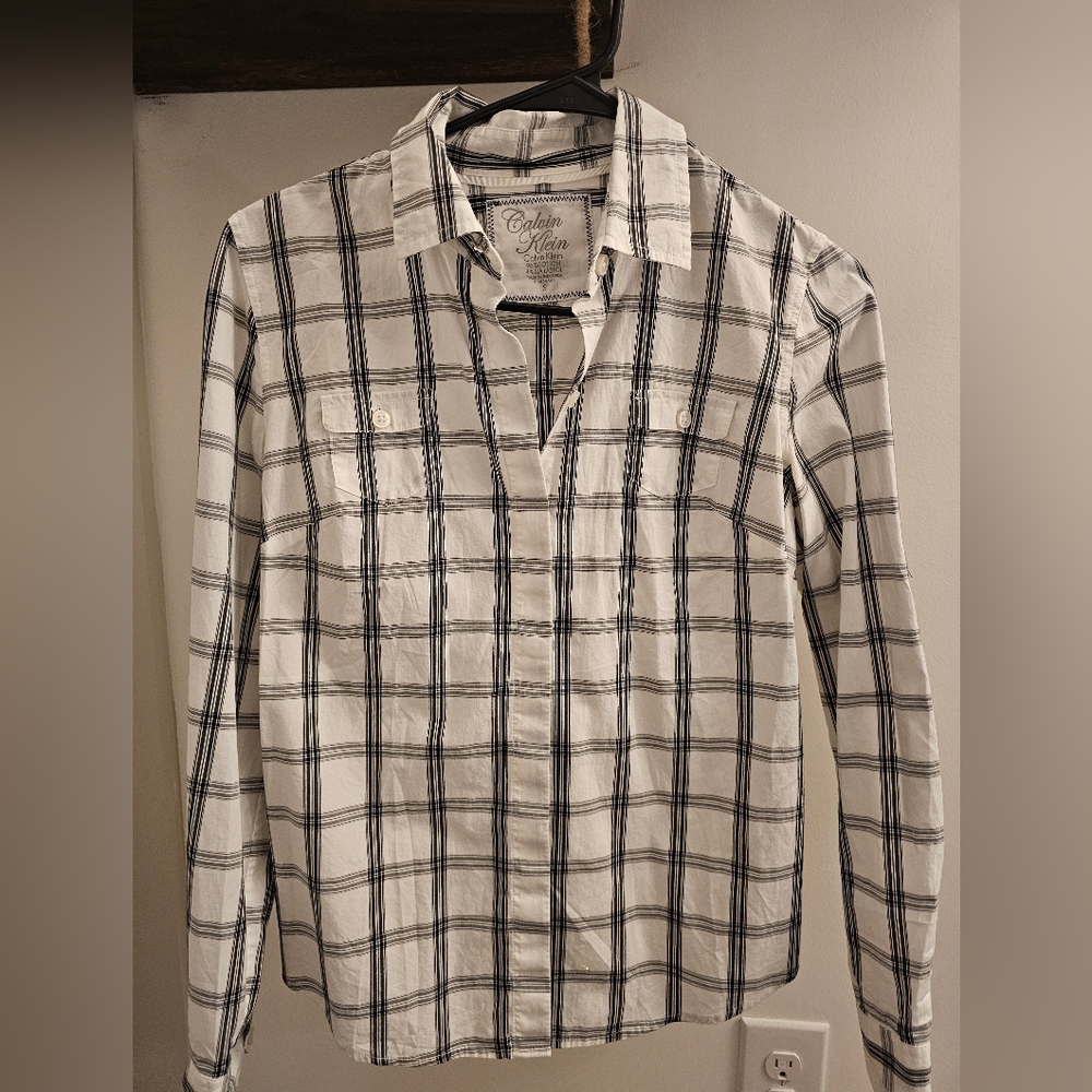 Calvin Klein Women's Checkered Button-Down Shirt